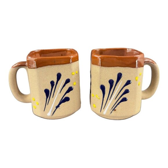 Hand Made Mexico Pottery Coffee Mug Cup Brown Textured Ceramic Hand Crafted Set - Picture 13 of 16